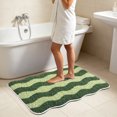 thumbnail image 5 of Wave Pattern Flocked Bath Mat, Non Slip Bathroom Rug with Latex Backing, Soft Absorbent Shower Mat, Washable Floor Carpet for Bathroom and Laundry Room, 5 of 6
