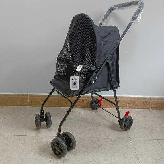 ZtBuy Pet strollers Black Pet Stroller, Lightweight Foldable Design with Mesh Ventilation