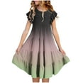thumbnail image 2 of Feancey Girls Tiered Dresses Summer Ruffle Sleeveless Swing Dress Dressy Trendy Gradient Print A-Line Dresses Pleated Flowy Party Dress Gray 6 Years, 2 of 5