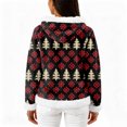 thumbnail image 4 of Women's Casual Fashion Long-Sleeve Zip-Up Fleece Hooded Cardigan with Christmas Print, Cozy and Warm for Winter Season,Vermilion,XL, 4 of 5