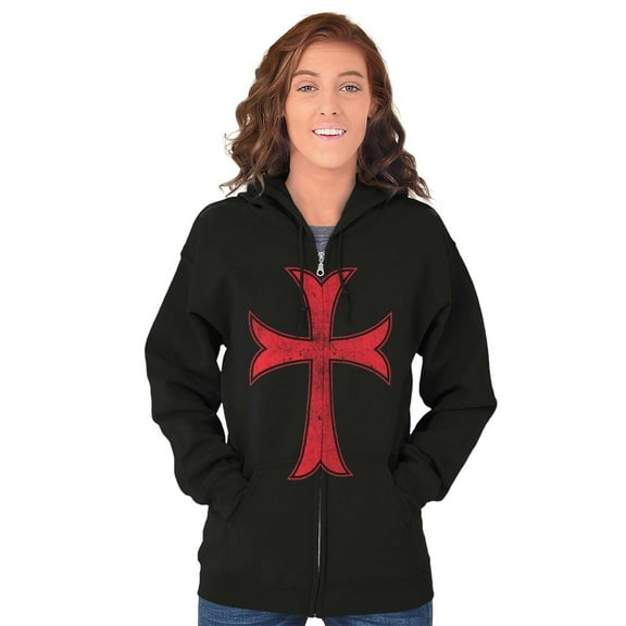 Medieval Knight Templar Christian Zip Up Hoodie Men's Women's Brisco Brands S