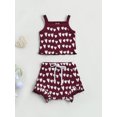 thumbnail image 2 of 2Pcs Little Girls Knitted Outfit Summer Heart Printing Sleeveless Tank Tops + Shorts Set, 2 of 9