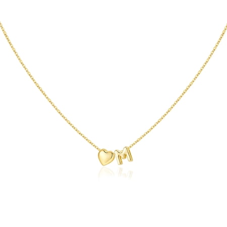 Turandoss Dainty Heart Initial Necklaces for Women Girls 14K Gold Plated Tiny Heart Letter Pendant Jewelry Personalized Valentine's Day Birthday Gifts for Women Wife Girlfriend
