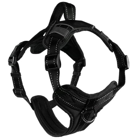 CoreLife Reflective Dog Harness No Pull / No Choke [Front & Back 3 Leash Attachments] Mesh & Vegan Leather Reflective Dog Vest with Handle (for Small Medium Large Dog)