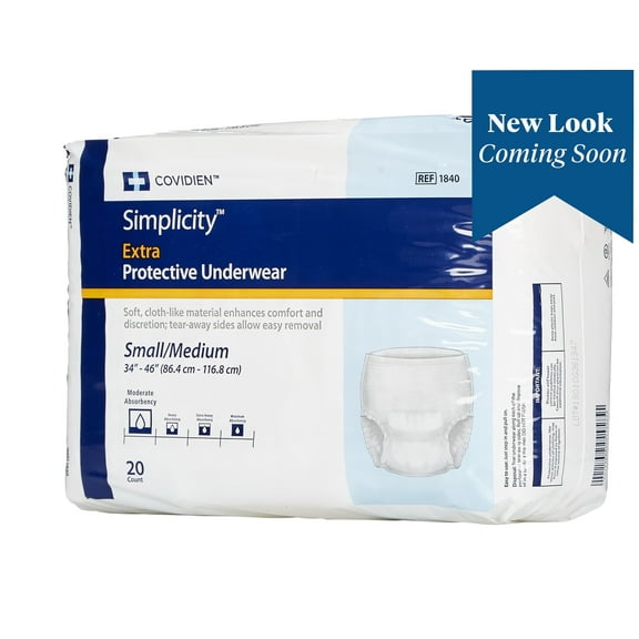 Kendall Simplicity Protective Underwear Medium, 34" to 46" Waist-Bag of 20
