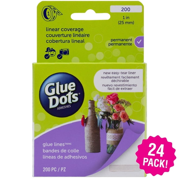 Multipack of 24 - Glue Dots Glue Lines Roll-Clear-1" 200pcs