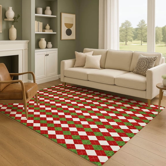 Addison Rugs Mayfield Premium Machine Washable Transitional Holiday Red Rectangle Rug, 10' x 14'