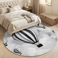 thumbnail image 4 of Round Area Rugs 4Ft, Hot Air Balloon Non-Slip Washable Circle Rugs Carpet, Retro Black White Stripes Balloons Simple Art Indoor Outdoor Rug Floor Mats Throw Runner for Bedroom Living Room Bathroom, 4 of 8