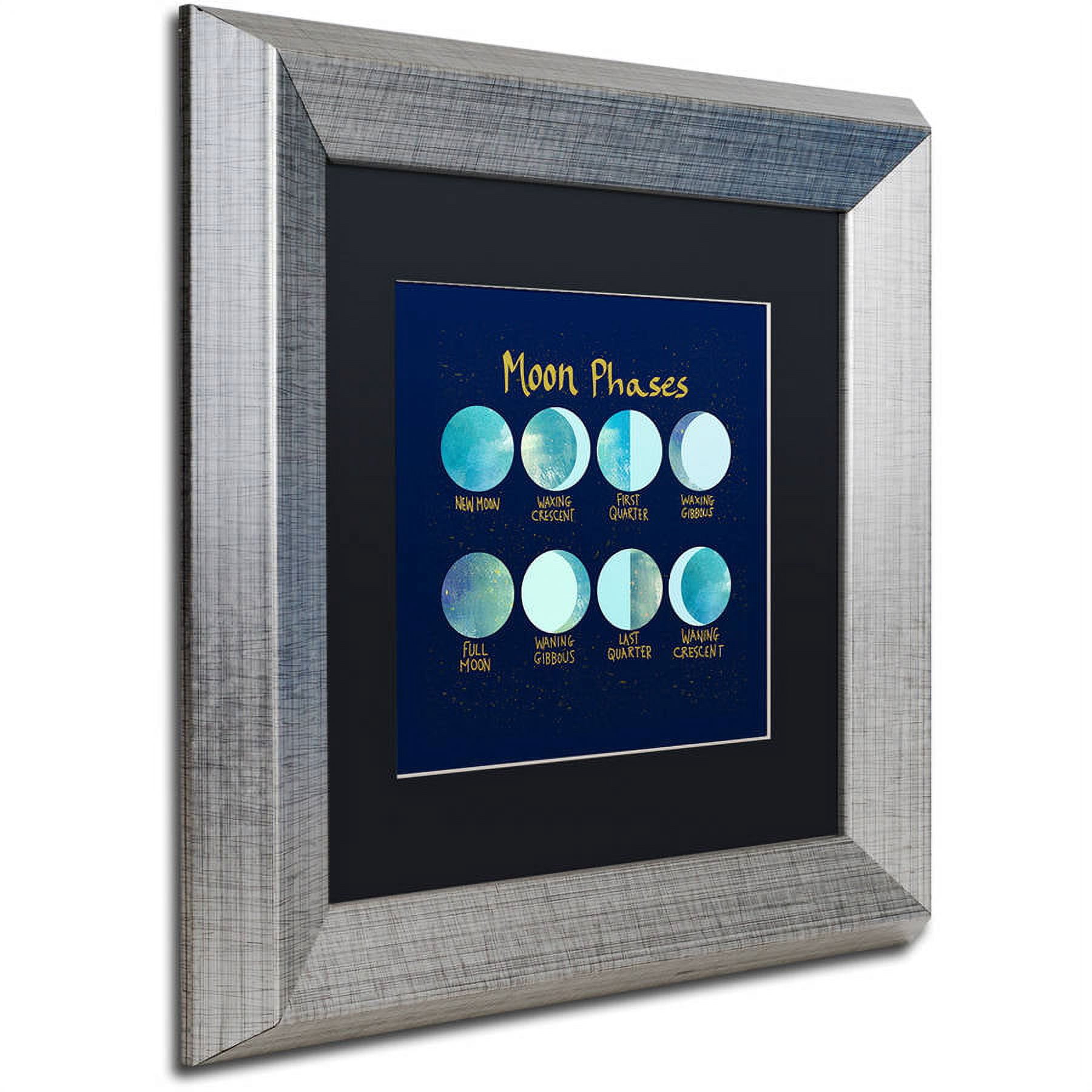 Trademark Fine Art "Moon Phases" Canvas Art by Lisa Powell Braun, Black Matte, Silver Frame