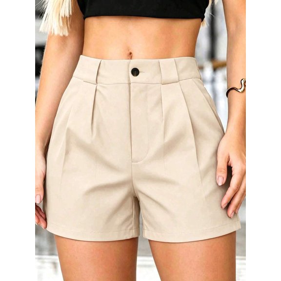 Women's Casual Solid Color Shorts, Adjustable Waist With Pockets, Suitable For Outdoor Hiking, Beach, Fitness, Climbing, Daily Wear, Perfect Gift For Girlfriend Sports