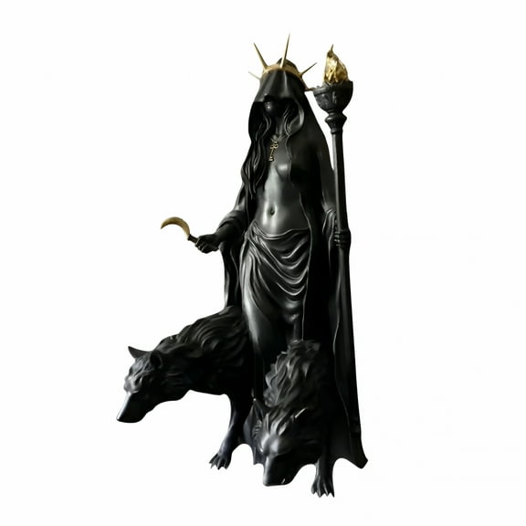 XIBUFE 2026 New Hecate Statue the Witch of the Night Greek Mythology Figure with Canine Companions Collectible Statue for Halloween Decorations Indoor Decorb