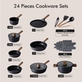 thumbnail image 2 of SENSARTE Nonstick Pots and Pans Set, 24Pcs Healthy Non Stick Cookware Set with Pots Protectors, Oven Safe, Induction Compatible, Dishwasher Safe, Black, 2 of 8