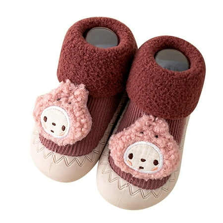 

Baby Booties Babe First Walkers Non- Stay On Boots Crib Shoes Sock Warm Knit Booties for Boy Girl Red 12-18 Months