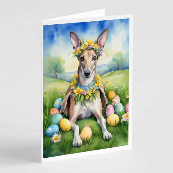 Greyhound Easter Egg Hunt Greeting Cards Pack of 8 7 in x 5 in