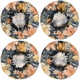thumbnail image 2 of Shower Caps,Pioneer Flower Floral Print Pattern Waterproof Shower Cap for Women 4 Pieces,Double Reusable Hair Cover for Shower PEVA Elastic Stretch Hem, 2 of 7