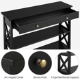 thumbnail image 4 of FullFurnique Console d'entrée polyvalente avec tiroir et 2 étagères ouvertes, Noir, 4 of 5