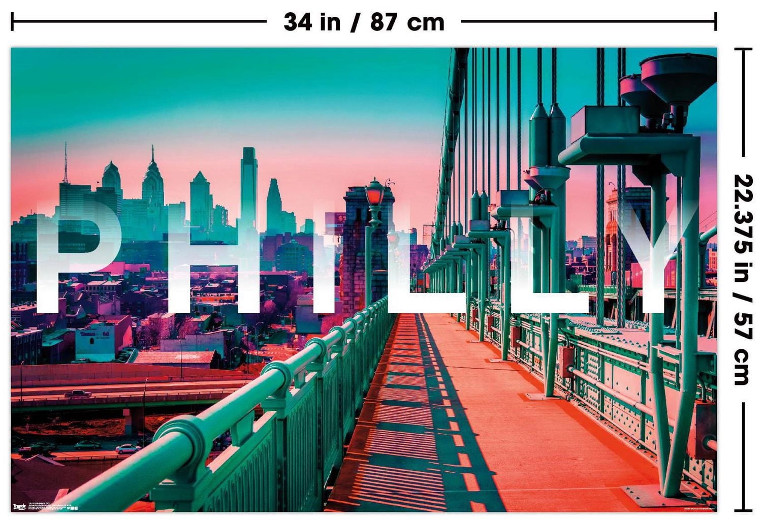 Philly - Skyline Wall Poster, 22.375" x 34"