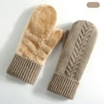 thumbnail image 2 of QSAWXQZ Women's Cable Knit Sherpa Lined Mittens Thick Thermal Winter Gloves for Cold Khaki Free Size, 2 of 9