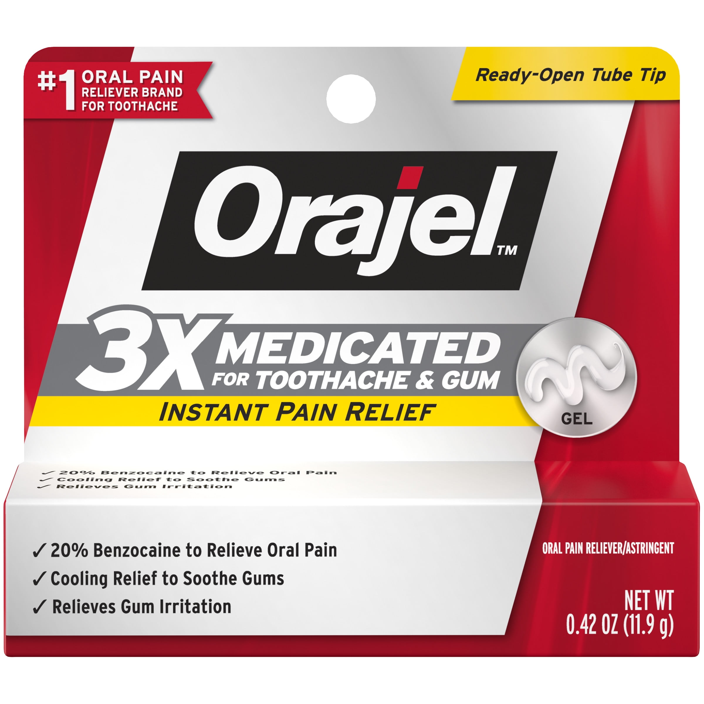 Orajel 3X for Toothache Gum Pain: Maximum Gel Tube 0 42oz From #1