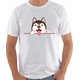 thumbnail image 2 of Playera Blanca Camiseta Unisex Estampada Perro Husky, 2 of 4