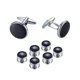 thumbnail image 5 of Gemelos Para Hombres Camisa De Esmoquin Gemelos Acero Inoxidable Circonita Cúbica Accesorios De Camisa Único Negocio Novio Boda Negro Plata Oro Joyería Gif, 5 of 5