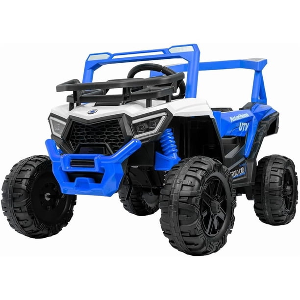 Carro Buggy Electrico Montable para Niños Carrito de Control Remoto y Manejo Directo con Luces Estereo y Pedales Funcionales con Control Remoto (Azul)