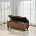 thumbnail image 4 of SONGMICS 46.5" Storage Ottoman Bench Synthetic Leather End of Bed Bench Load 330lb Ottoman with Storage for Bedroom Brown, 4 of 8