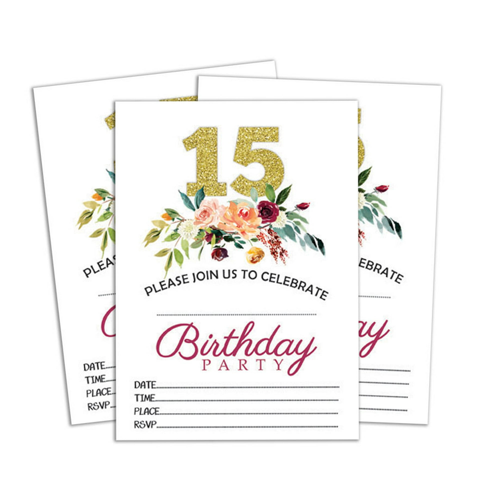 Darling Souvenir White Birthday Invitation Card Printable Elegant Fill or  Write In Blank Party Invites 28 Pcs 5 x 7 Inches