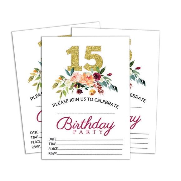 Darling Souvenir White Birthday Invitation Card Printable Elegant Fill or Write In Blank Party Invites 28 Pcs 5 x 7 Inches
