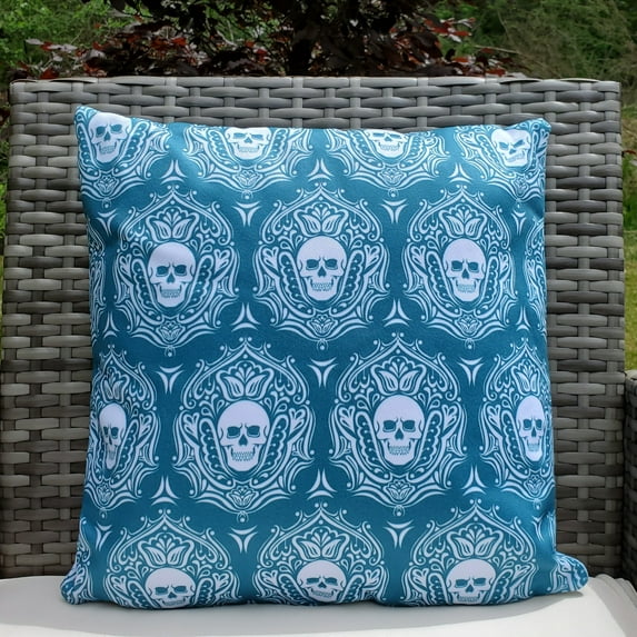 Outdoor Skull Pillow-Blue