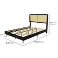 thumbnail image 2 of Cozy Castle Full Size Bed Frame with Adjustable Rattan Headboard, Boho Platform Bed Frame with Sturdy Slats Support, No Box Spring Needed, Black, 2 of 7