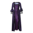 thumbnail image 4 of Summer Plus Size Women's Dress Women Retro Party Princess Cosplay Dress Square Collar Lace Floor Length Dress Purple 18(XXXXXL), 4 of 7