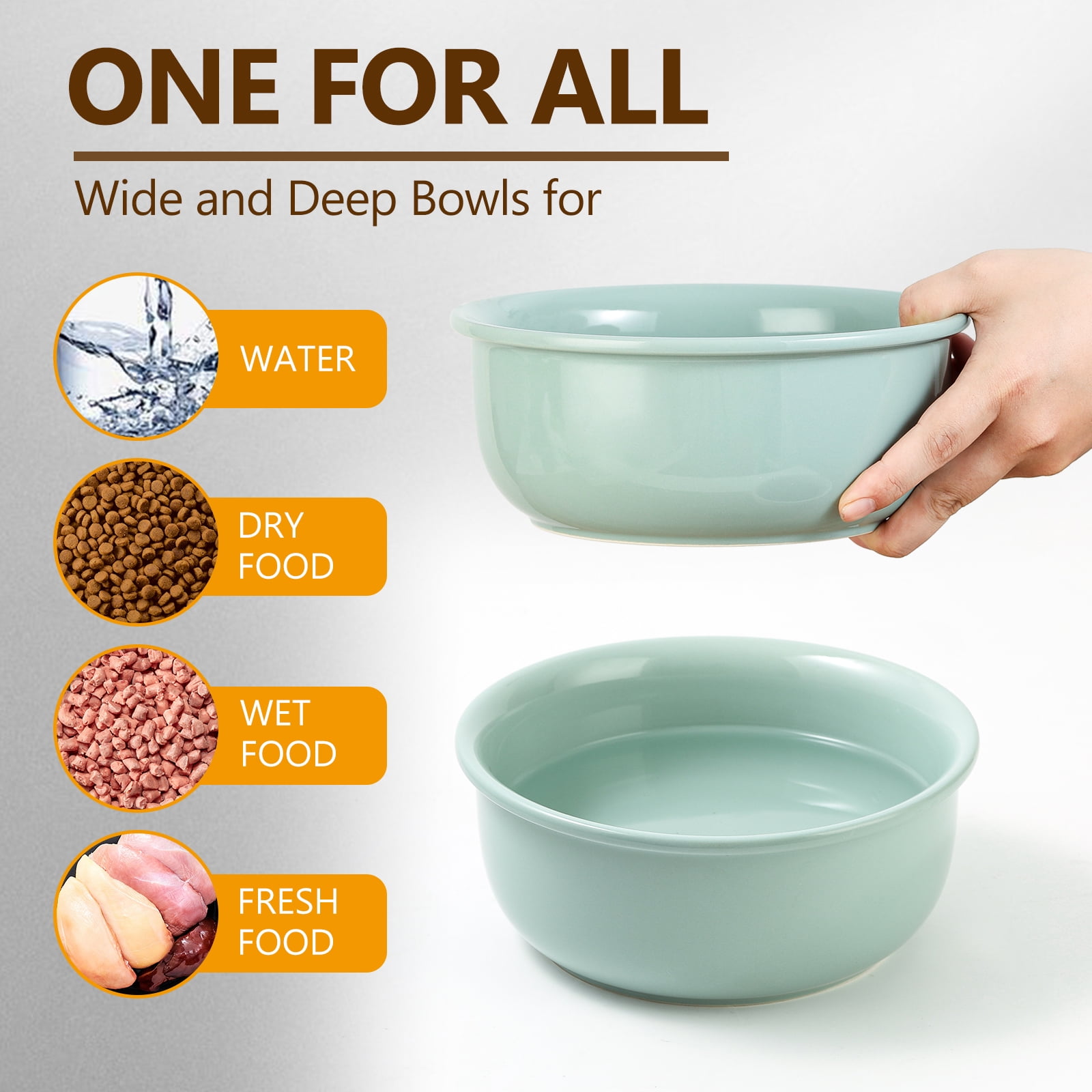 Elevated Large Dog Food Bowls - Raised Dog Bowl with Non Slip Stand - Heavy Weighted Ceramic Dog Feeding Bowl - Extra Wide Deep Dog Water Bowl - Pet Dishes for Medium to Big Dogs - 54 oz - 7 cups