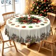 thumbnail image 6 of Duangreer Retro Christmas 60''Round Tablecloth, Poinsettia Xmas Cottage Print, Waterproof Tablecloths for Party, Dining, Indoor and Outdoor, 6 of 6