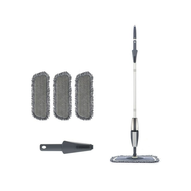 Spray Mop For Floor Cleaning Dry Wet Flat Mop For Tile Laminate Ceramic Wood With Bottle Reusable Pads And Scraper Cleaning Kit ,Easy to Use