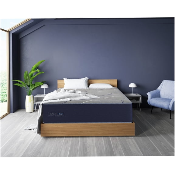 King Size Navy Blue Cooling Gel Memory Foam Mattress, Dual Cooling Technology for Temperature Regulation, Pressure Relief & Support, Medium Firm Feel for Back & Side Sleepers