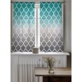 thumbnail image 4 of Teal Grey Ombre Morocco Pattern Sheer Kitchen Tier Curtains 45 Inch length,Rod Pocket Half Curtains & Drapes,Modern Moroccan Geometric Chiffon Cafe Bathroom Window Treatments 2 Pcs 27.5"W x 45"L, 4 of 7