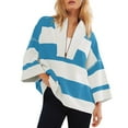 thumbnail image 2 of Ecqkame Half Zip Sweatshirt for Women Oversized Striped Color Block Shirts Casual V Neck Long Sleeve Pullover Fall Tops Sky Blue XXL on Clearance, 2 of 6