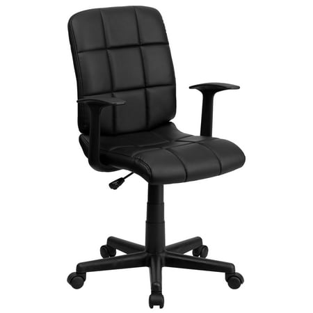 Flash Furniture Mid-Back Quilted Vinyl Swivel Task Office Chair with Nylon Arms, Multiple Colors