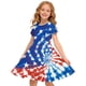 thumbnail image 1 of Odeerbi Niñas Día de La Independencia Vestido de Línea A Verano Patriótico Cuello Redondo Manga Corta Vestido Casual, 1 of 9