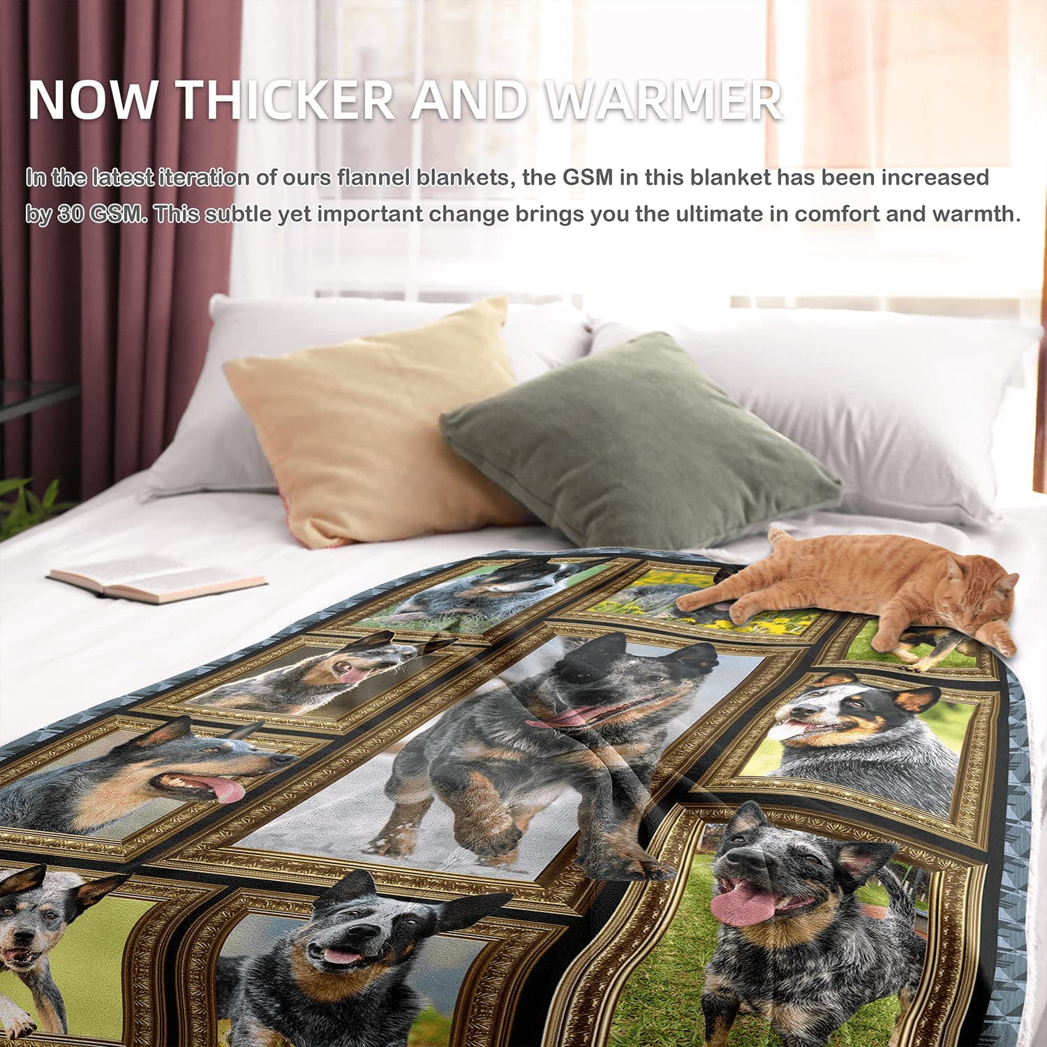 Australian Cattle Dog Blanket, Fleece Throw Blanket for Couch Bed, Soft Cozy Warm Flannel Blankets and Throws for Sofa Living Room, Gifts for Dog Lovers, 60" x 80" Twin Size