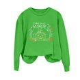thumbnail image 5 of Women Halloween Rhinestone Graphic Crew Neck Sweatshirt, Long Sleeve Fall Casual Pullover Top for Holiday Daily Wear(Green2,XL), 5 of 6