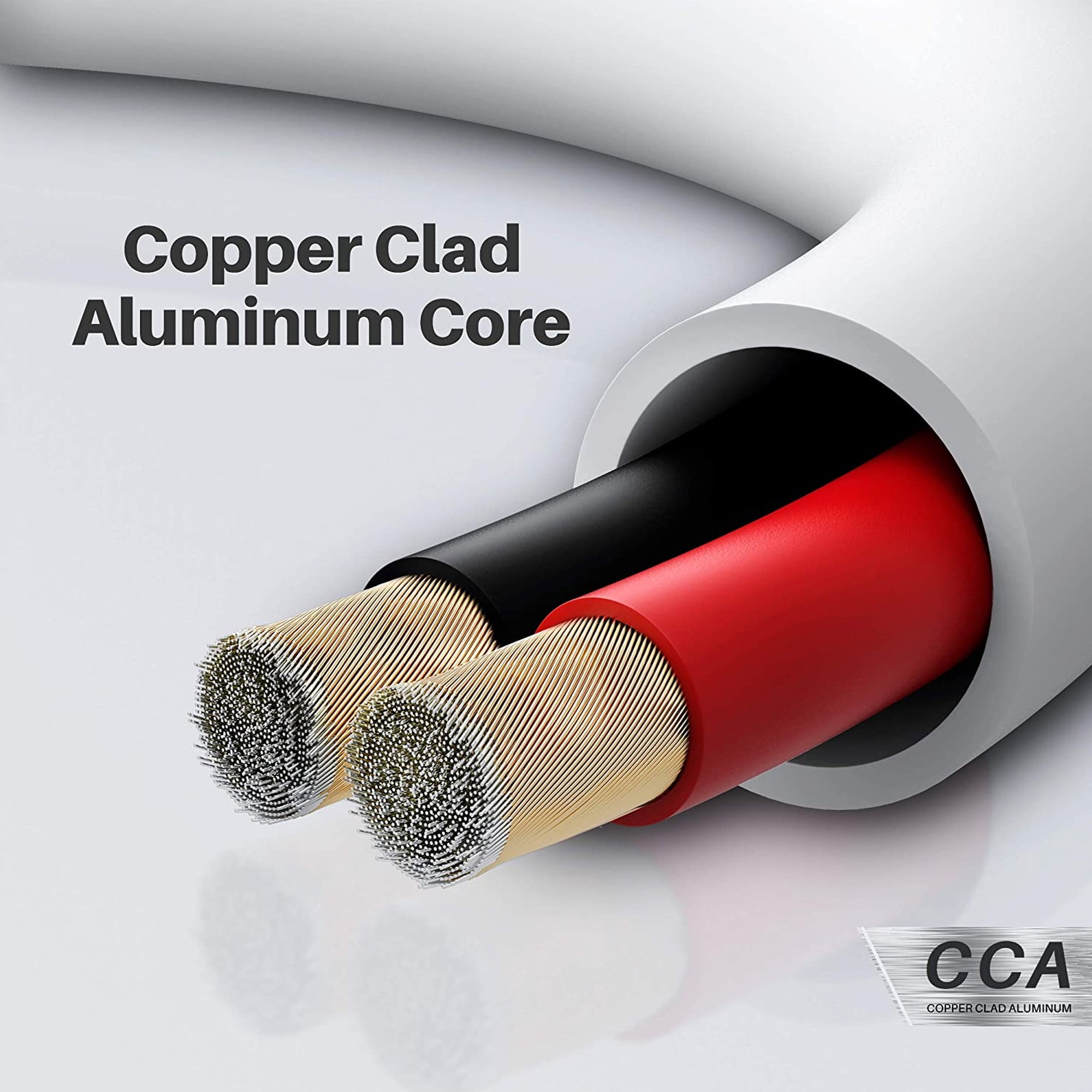 GearIT 14/2 Copper Clad Aluminum (CCA) CL2 In Wall Speaker Wire, White 100 ft.