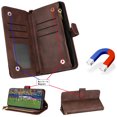 thumbnail image 3 of Magnetic Wallet Case Designed for Samsung Galaxy Z Fold 3 Case, PU Leather Zipper Folio Protective Case with Magnetic Closure & Card Holder & Crossbody Strap for Galaxy Z Fold 3,Brown, 3 of 8