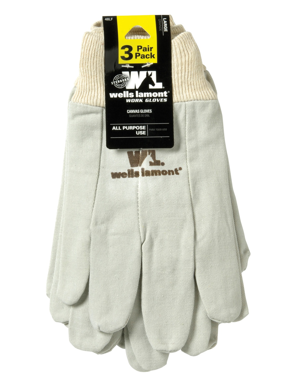 Wells Lamont Canvas Work Gloves, Standard Weight, Wearpower, Large, 3