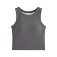 thumbnail image 4 of Lixiuxyad Summer Womens Tank Tops 2025 Summer Sleeveless Tank Tops Ribbed High Neck Racerback Slim Fitted Color Block Casual Shirts(Gray S), 4 of 4