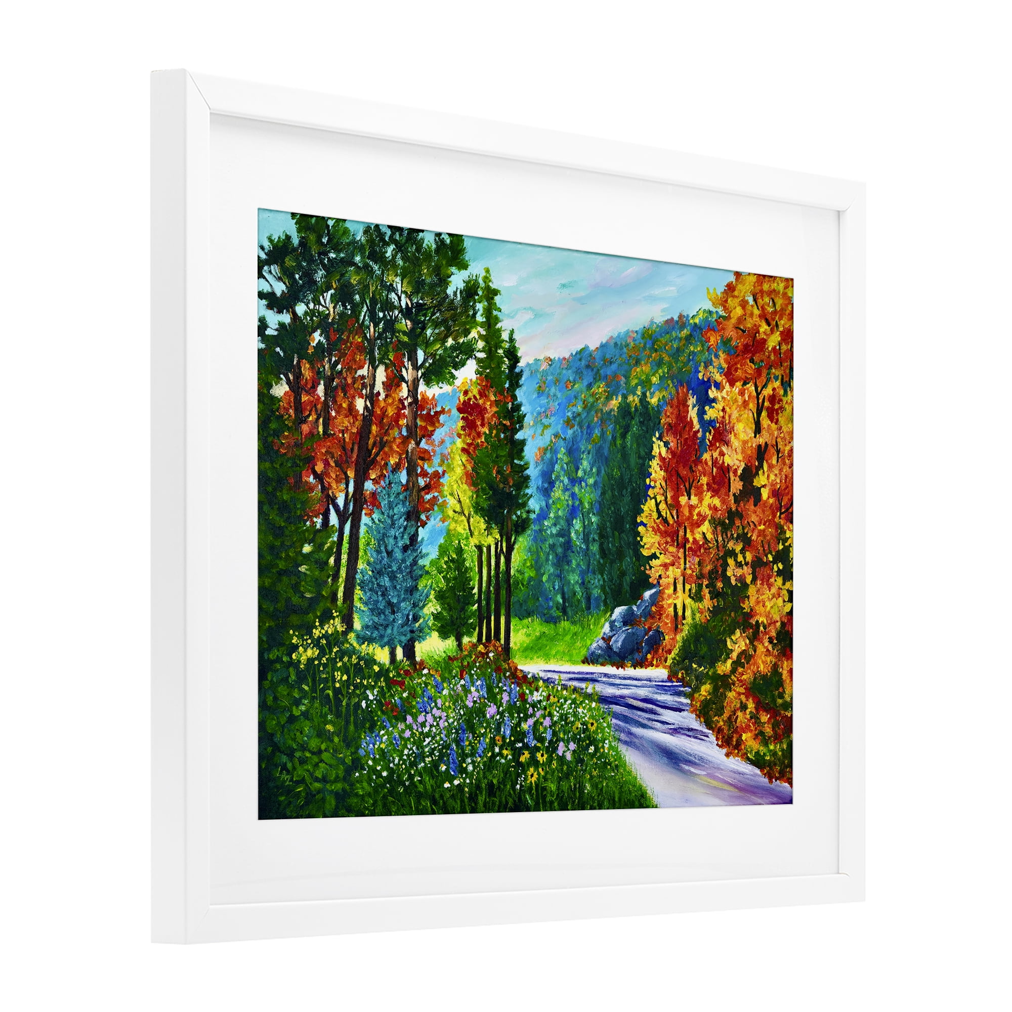 Stupell Industries Sunlit Autumn Woodland Pathway White Framed Print Under Glass, design by Lee Ann Zirbes