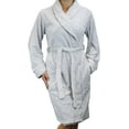 thumbnail image 1 of Women's Quilted Pattern Warm Fleece Robe - Plush Soft Short Bathrobe Style - Light Grey X-Large, 1 of 2