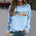 thumbnail image 2 of Fiaer Thanksgiving Sweatshirts for Women Plus Size Crew Neck Long Sleeve Pullover Letter Floral Graphic Baggy Tops Light Blue L, 2 of 4
