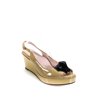 Pre-owned|Taryn Rose Womens Patent Leather Peep Toe Slingbacks Wedges Beige Size 11 Medium